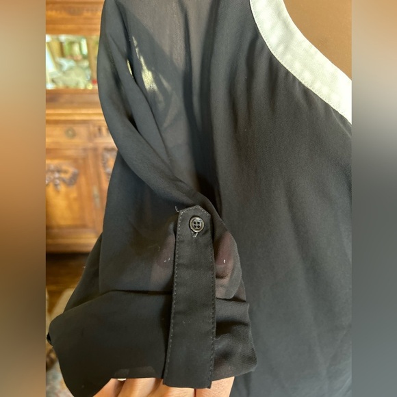 ASOS Black & White Sheer Blouse - Picture 3 of 5